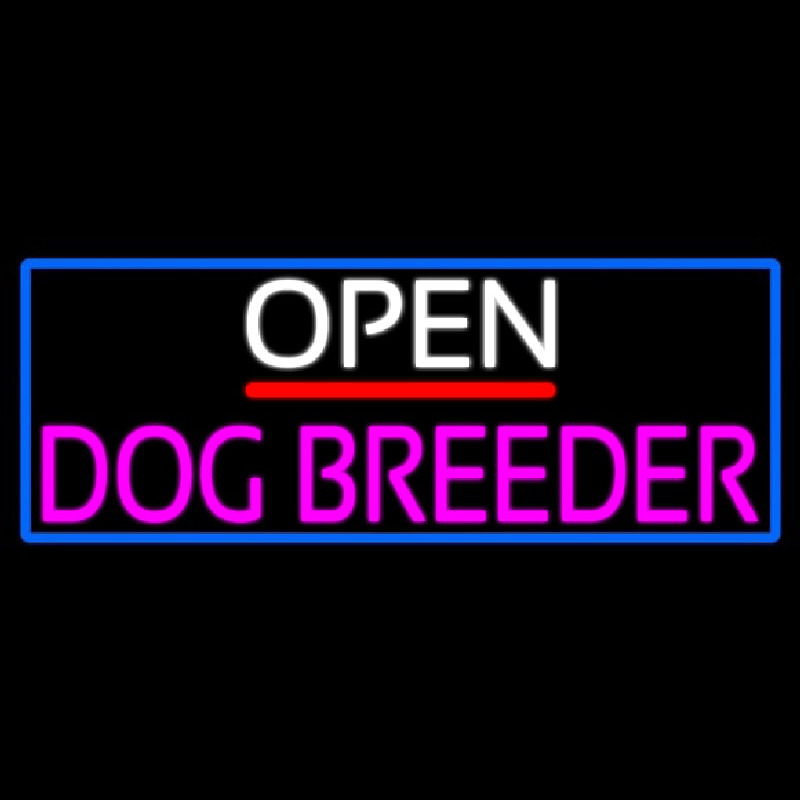 Open Dog Breeder With Blue Border Neonreclame