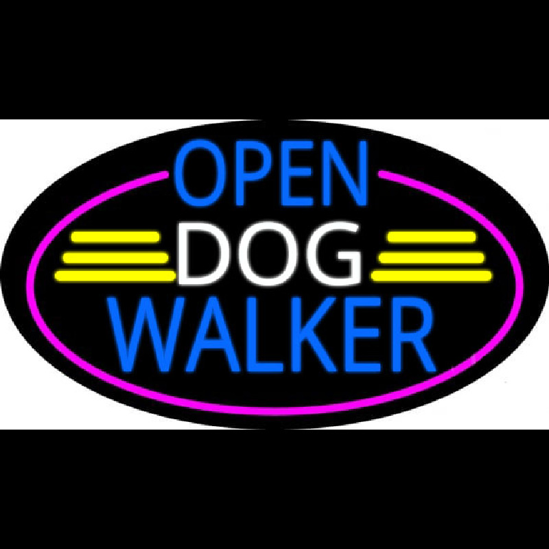 Open Dog Walker Oval With Pink Border Neonreclame