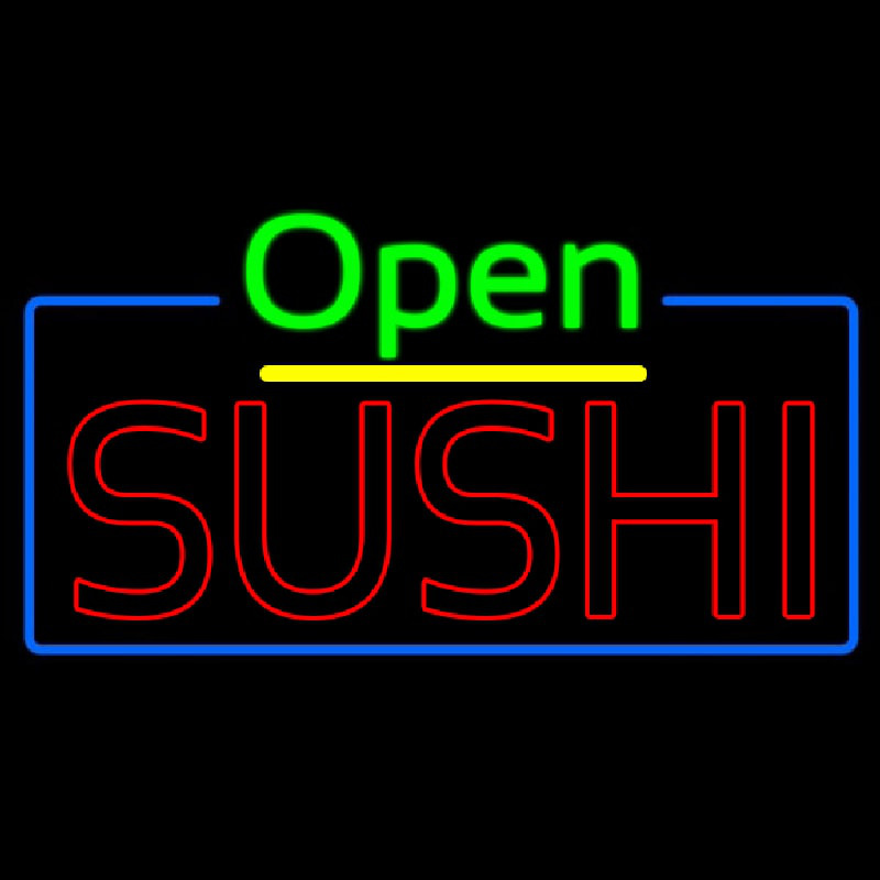 Open Double Stroke Green Sushi Neonreclame