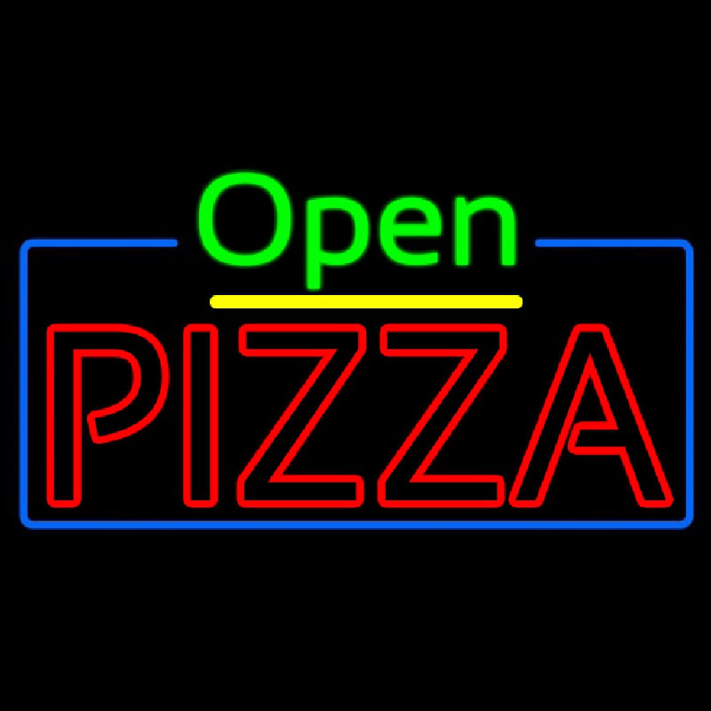 Open Double Stroke Pizza With Blue Border Neonreclame