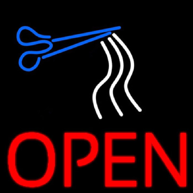 Open Haircut Neonreclame