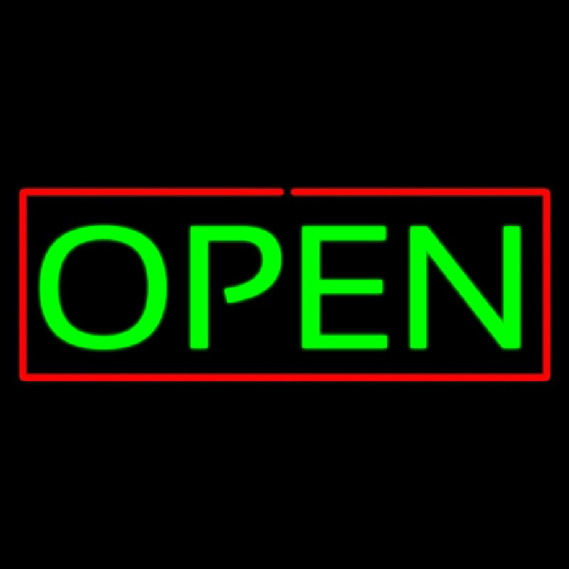 Open Horizontal Green Letters With Red Border Neonreclame
