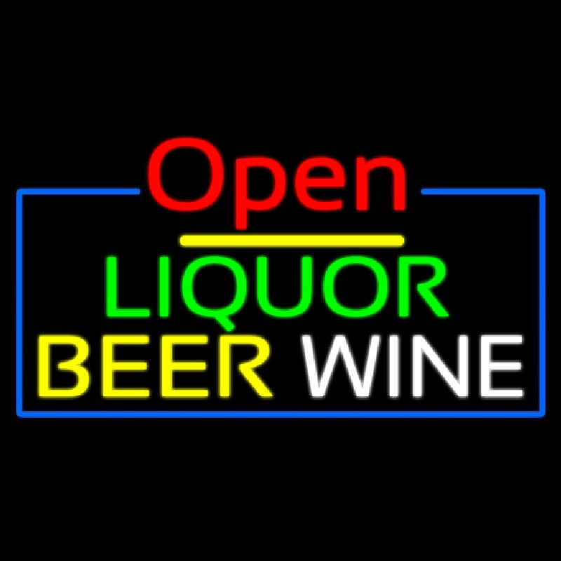 Open Liquor Beer Wine Neonreclame