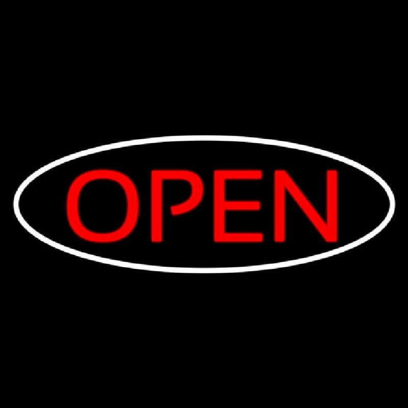 Open Oval White Red Neonreclame