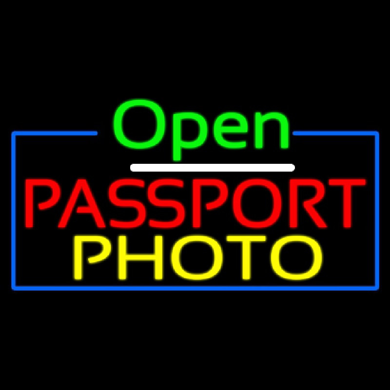 Open Passport Photo Neonreclame
