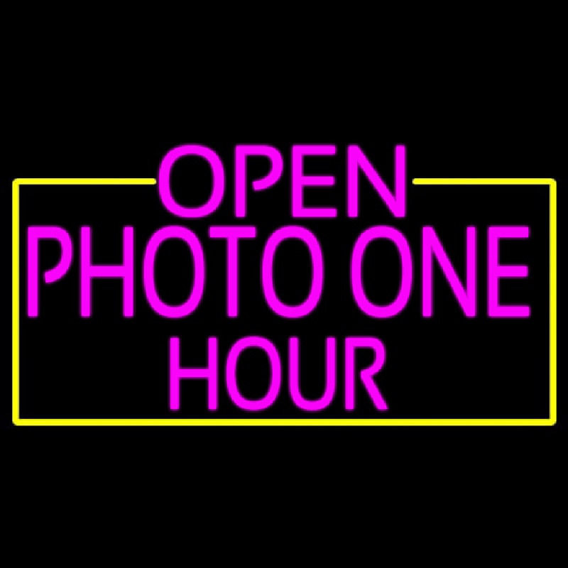 Open Photo One Hour With Yellow Border Neonreclame