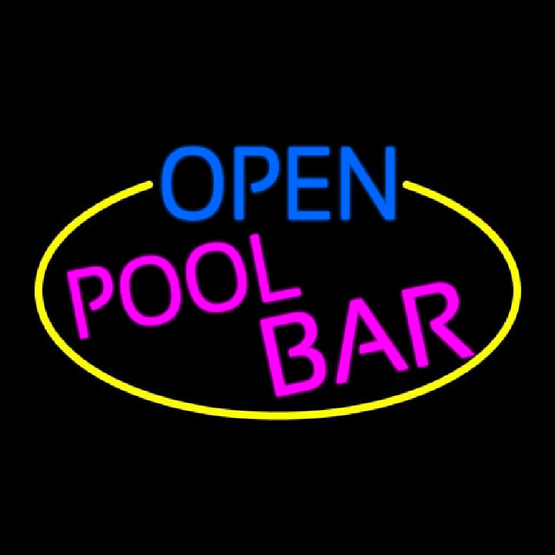 Open Pool Bar Oval With Yellow Border Neonreclame
