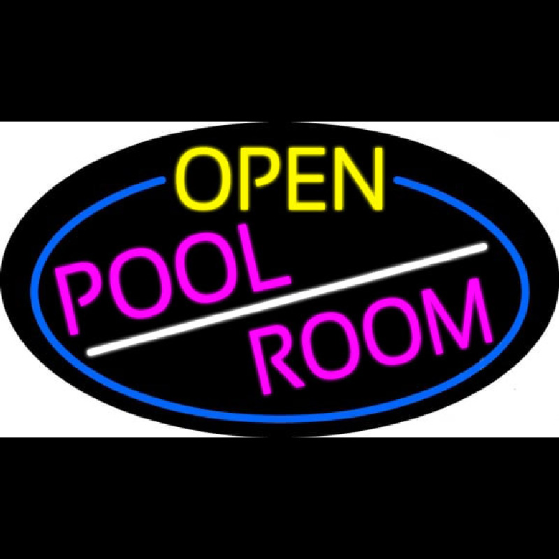 Open Pool Room Oval With Blue Border Neonreclame