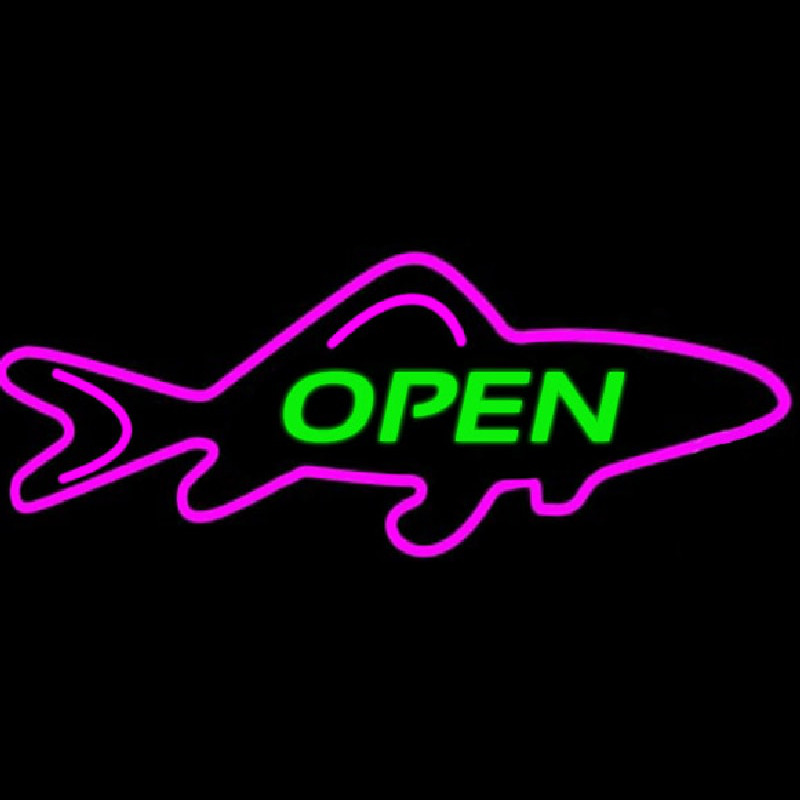 Open Purple Finned Fish Neonreclame