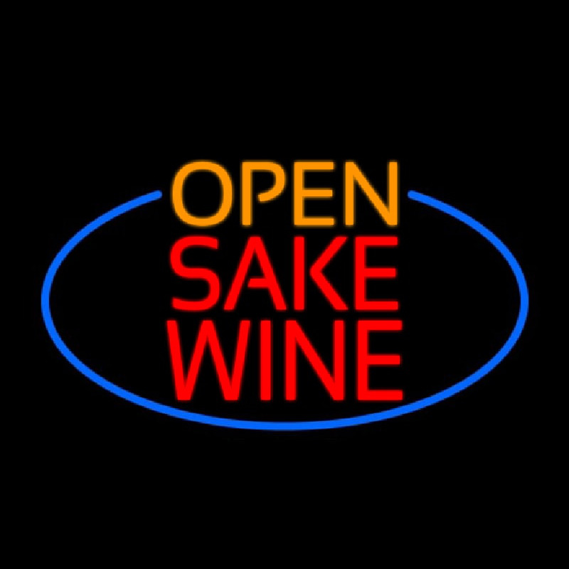 Open Sake Wine Oval With Blue Border Neonreclame