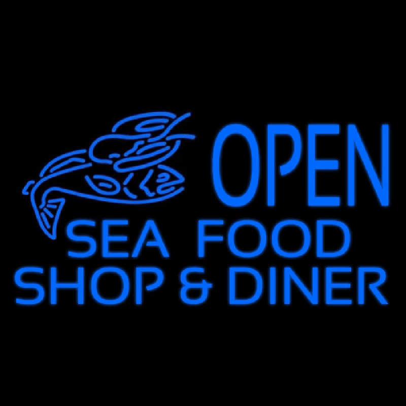 Open Seafood Shop And Diner Neonreclame