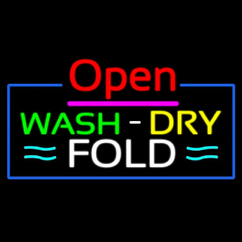 Open Wash Dry Fold Blue Border Neonreclame