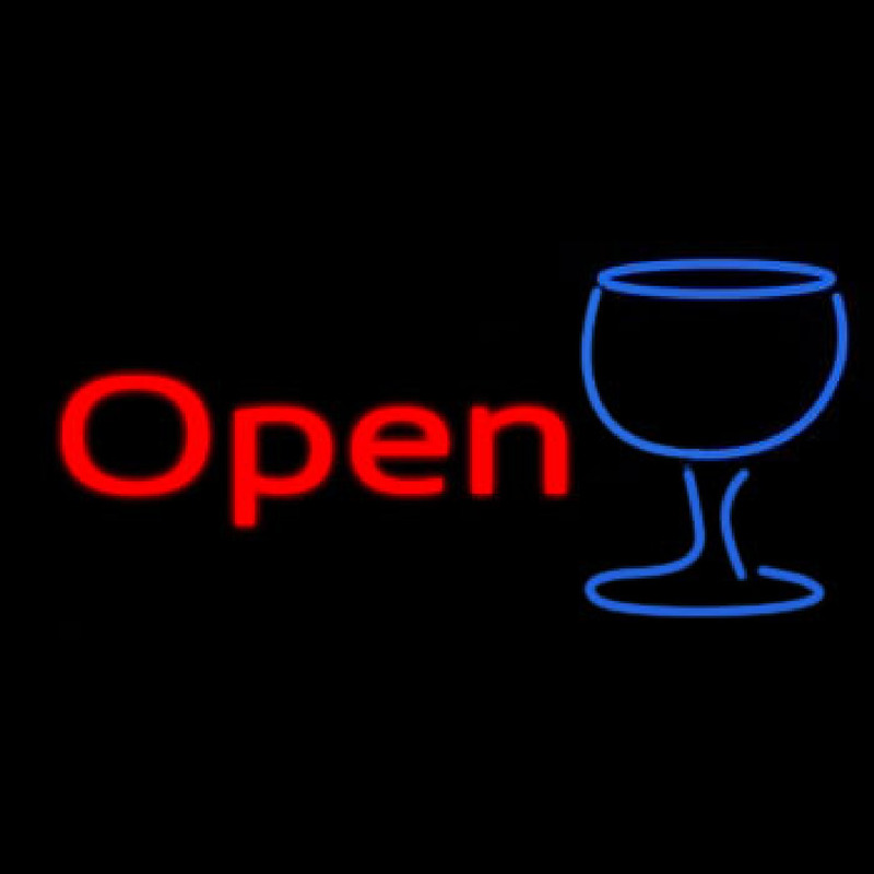 Open Wine Glass Neonreclame