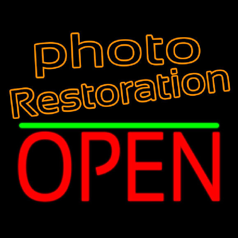 Orange Photo Restoration With Open 1 Neonreclame