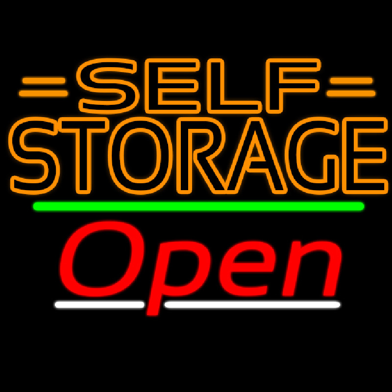 Orange Self Storage Block With Open 3 Neonreclame