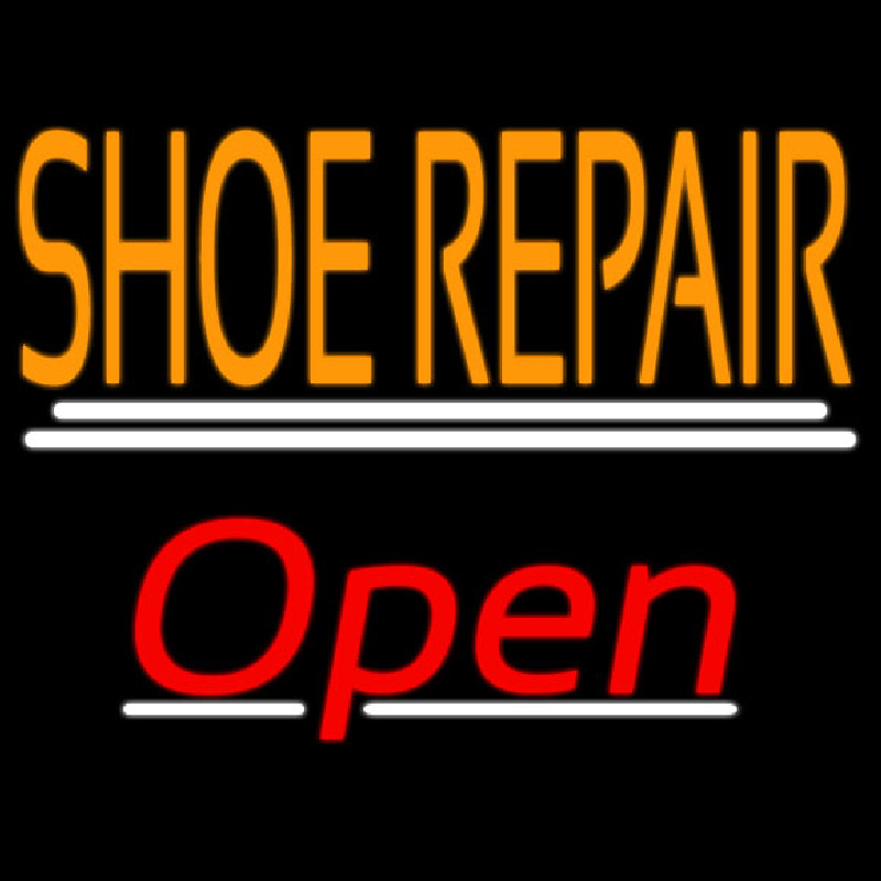 Orange Shoe Repair Open With Line Neonreclame