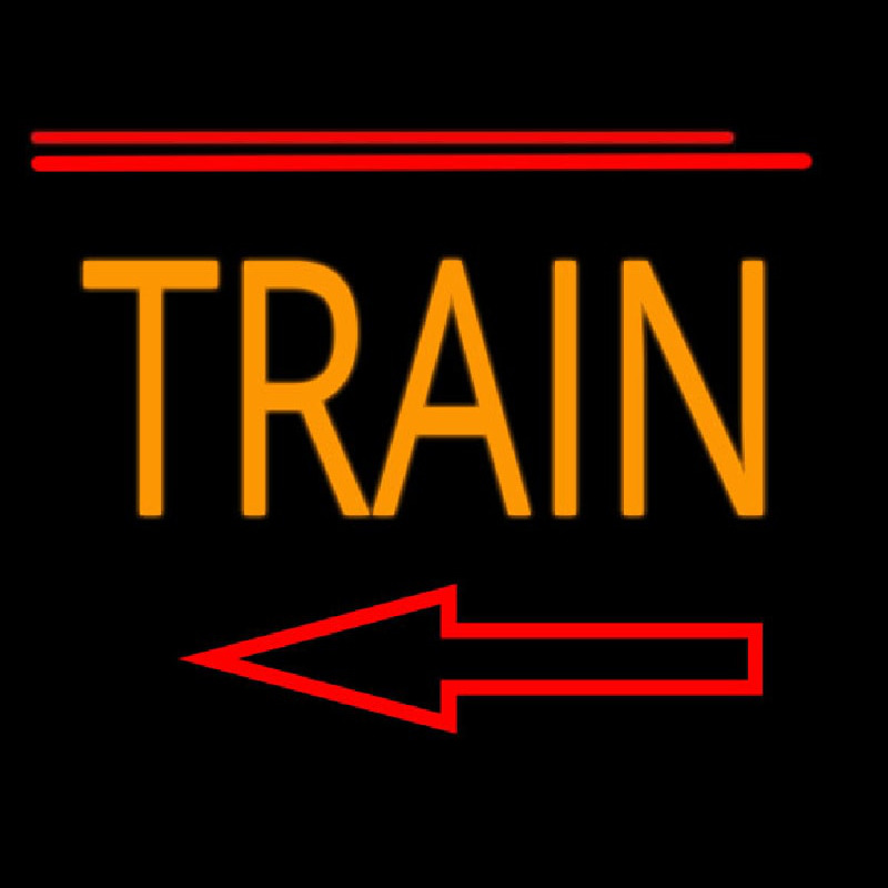 Orange Train With Arrow Neonreclame