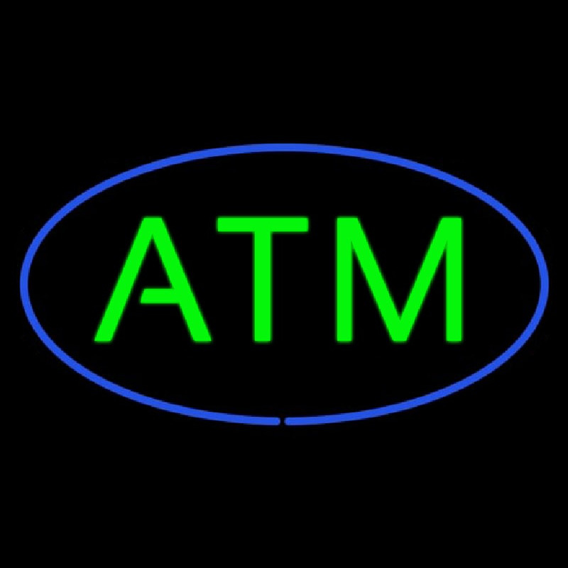 Oval Atm Blue Border Neonreclame