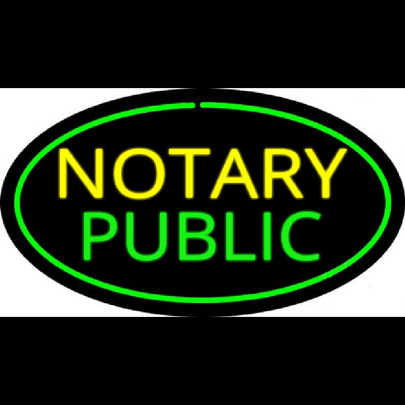 Oval Green Notary Public Neonreclame