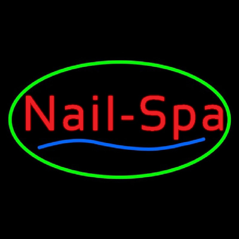 Oval Nails Spa Green Neonreclame