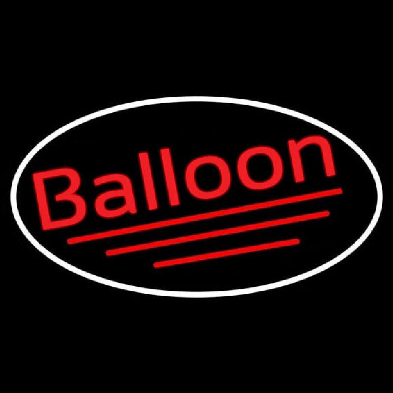 Oval Red Balloon Cursive Neonreclame