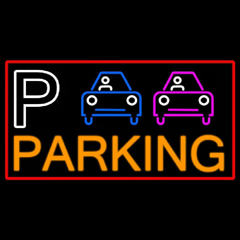 P And Car Parking With Red Border Neonreclame