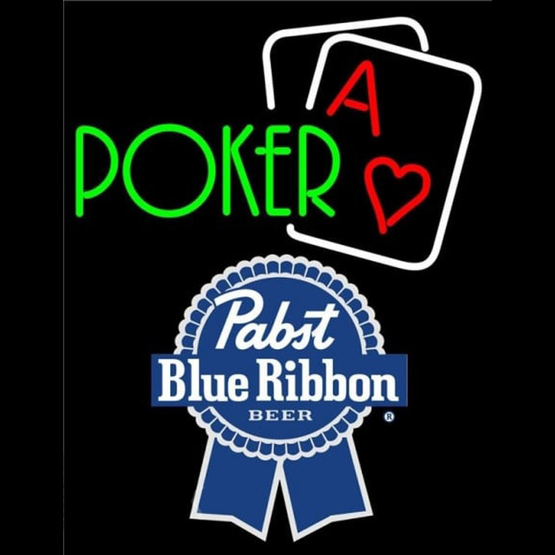 Pabst Blue Ribbon Green Poker Beer Sign Neonreclame
