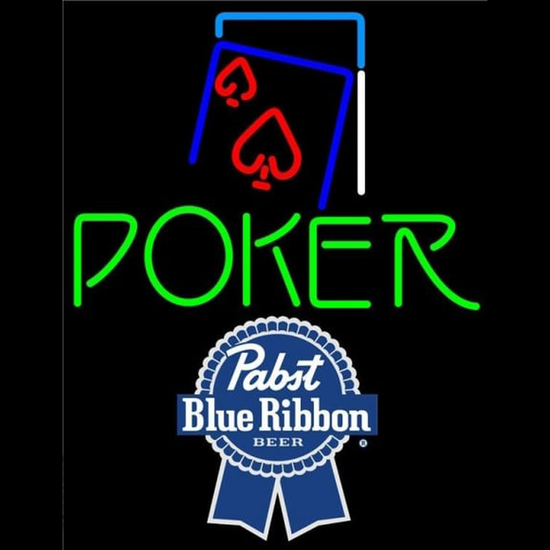 Pabst Blue Ribbon Green Poker Red Heart Beer Sign Neonreclame