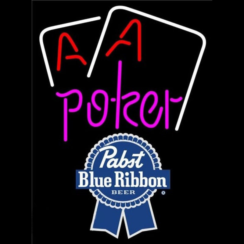 Pabst Blue Ribbon Purple Lettering Red Aces White Cards Beer Sign Neonreclame