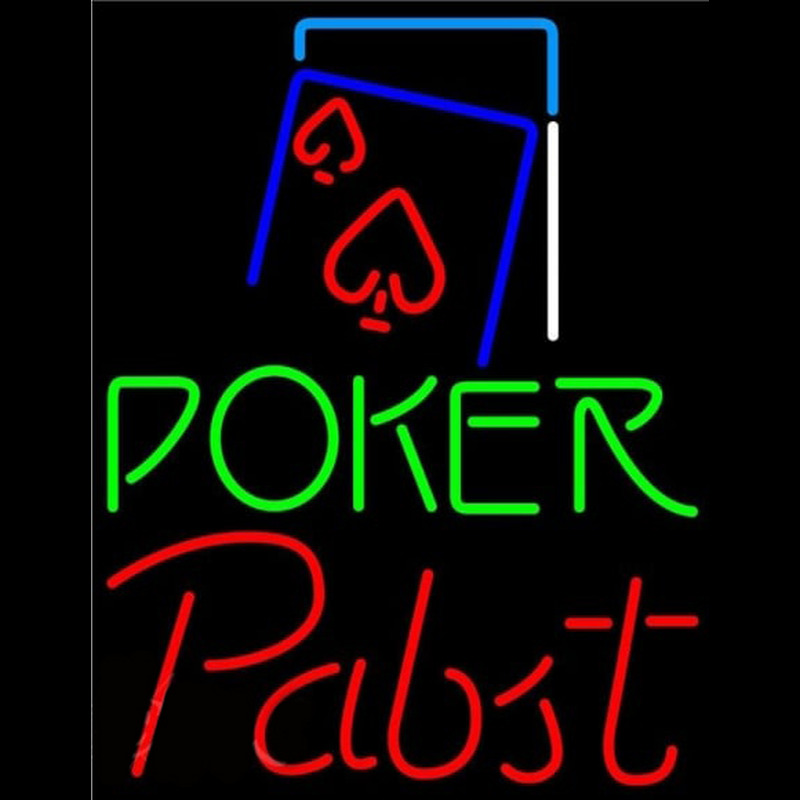 Pabst Green Poker Red Heart Beer Sign Neonreclame