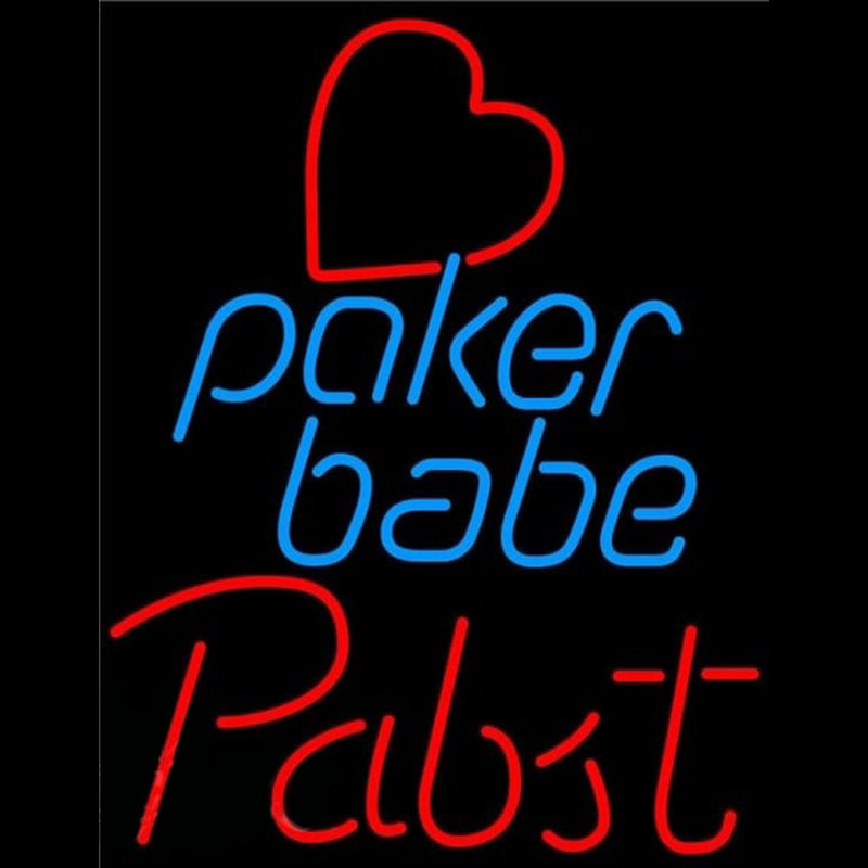 Pabst Poker Girl Heart Babe Beer Sign Neonreclame