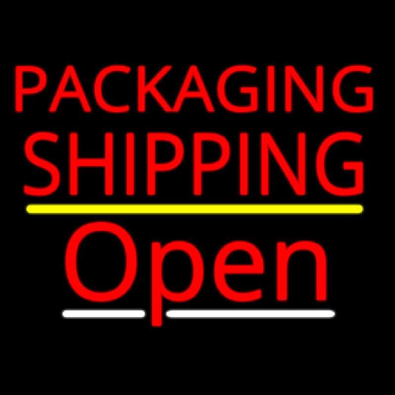 Packaging Shipping Open Yellow Line Neonreclame