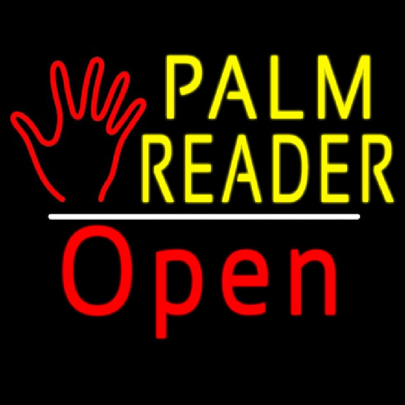 Palm Reader Logo Open White Line Neonreclame
