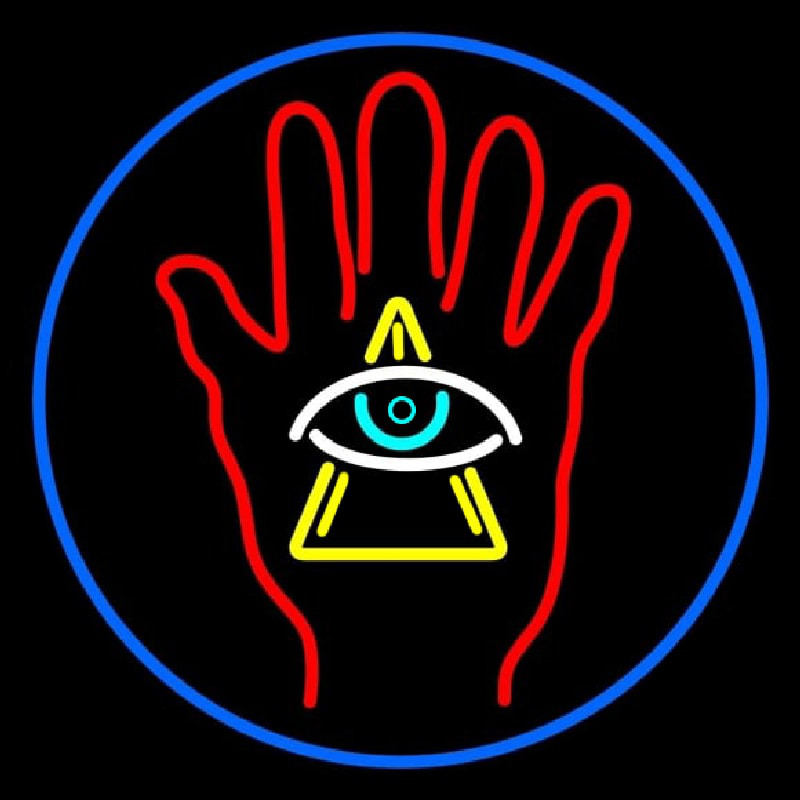 Palm With Eye Pyramid Neonreclame