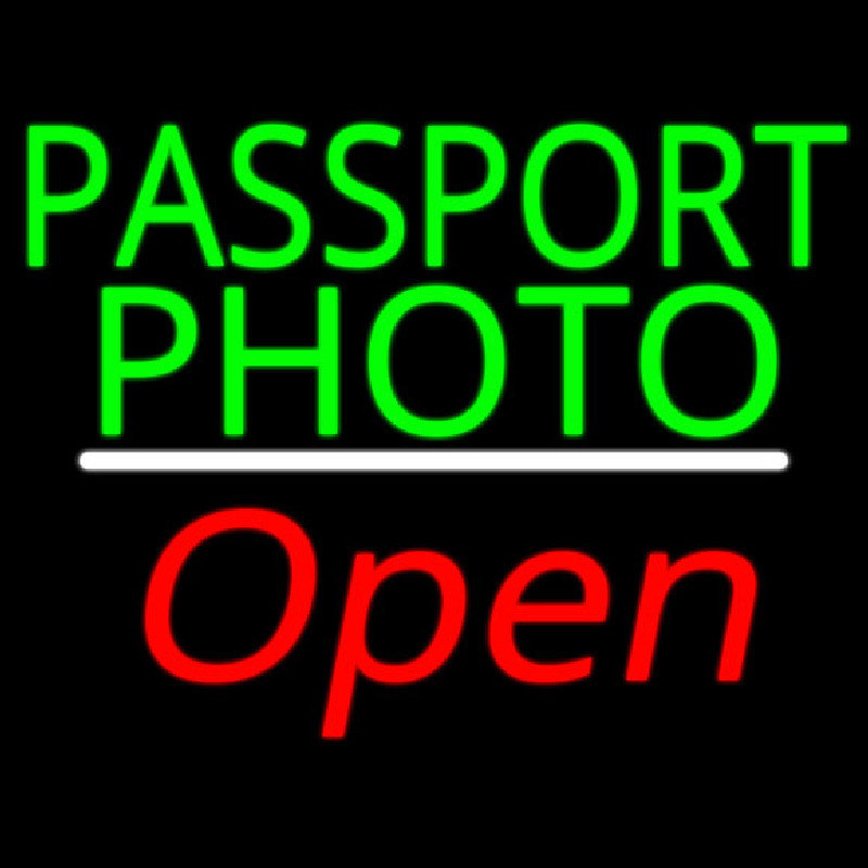 Passport Photo Open White Line Neonreclame