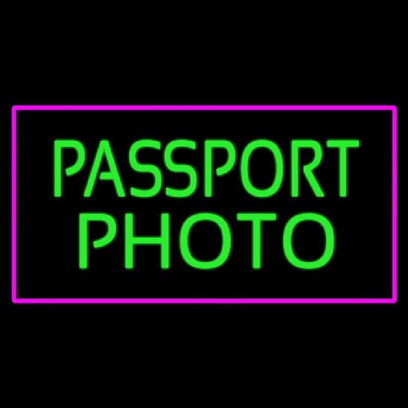 Passport Photo Purple Rectangle Neonreclame