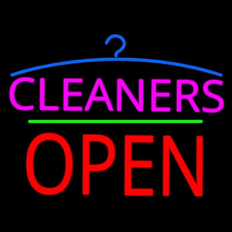 Pink Cleaners Block Open Neonreclame