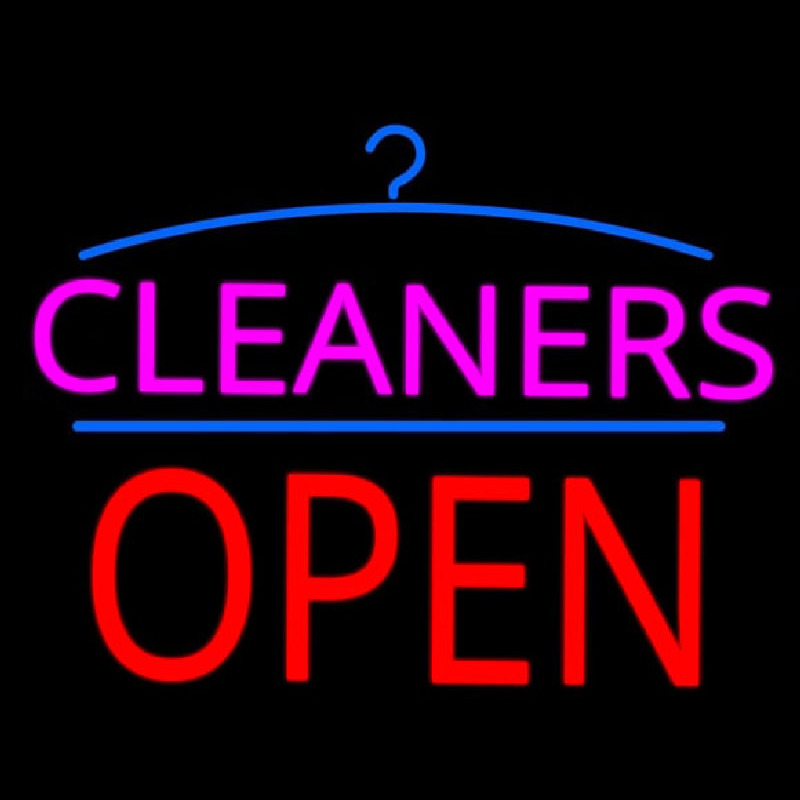Pink Cleaners Block Red Open Logo Neonreclame