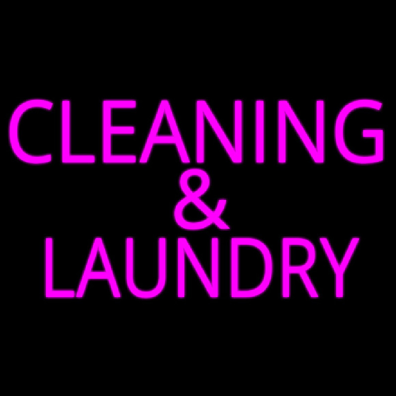 Pink Cleaning And Laundry Neonreclame