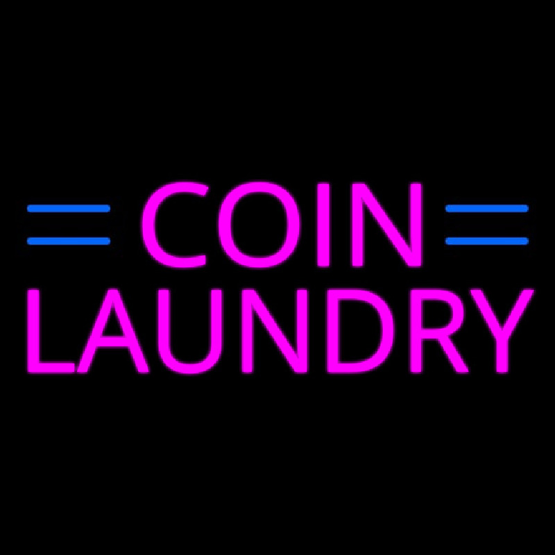 Pink Coin Laundry Blue Lines Neonreclame