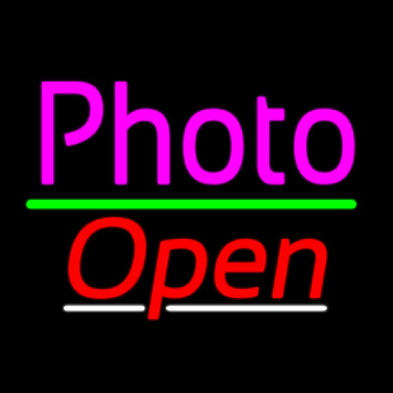 Pink Cursive Photo With Open 3 Neonreclame