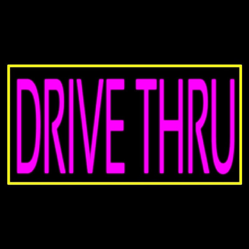 Pink Drive Thru With Yellow Border Neonreclame