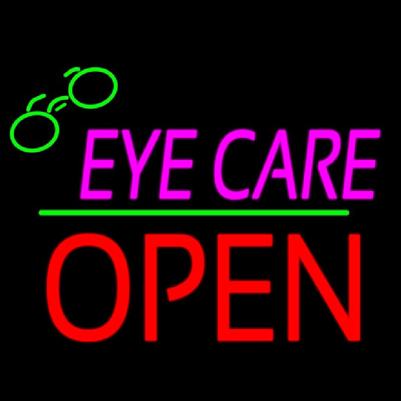 Pink Eye Care Logo Block Open Green Line Neonreclame
