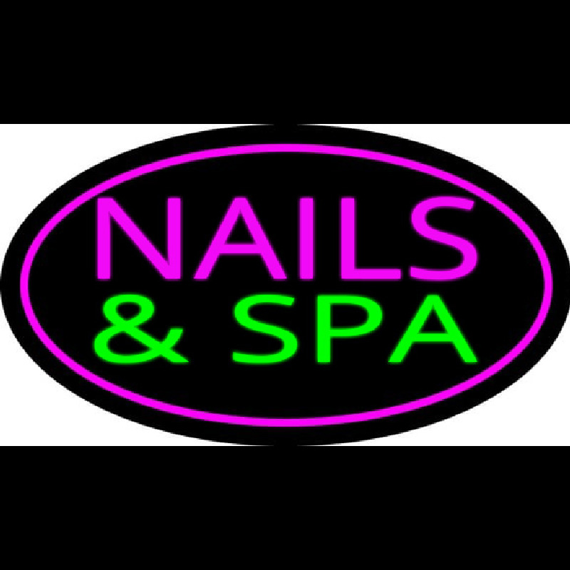 Pink Nails And Spa Oval Pink Border Neonreclame