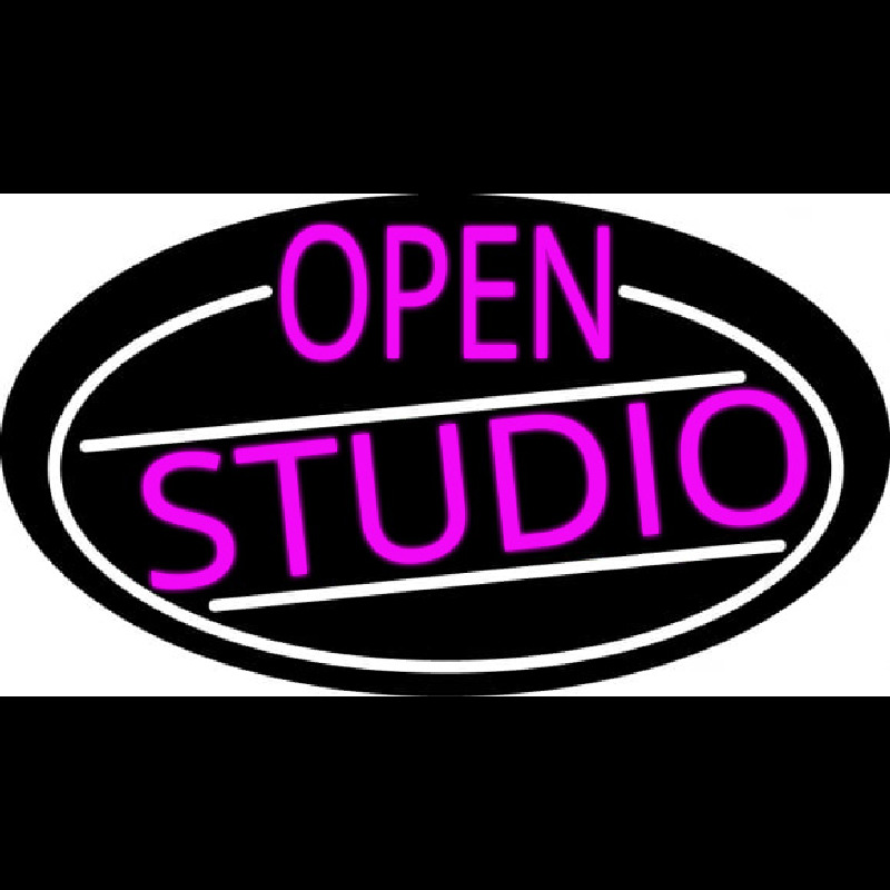 Pink Open Studio Oval With White Border Neonreclame