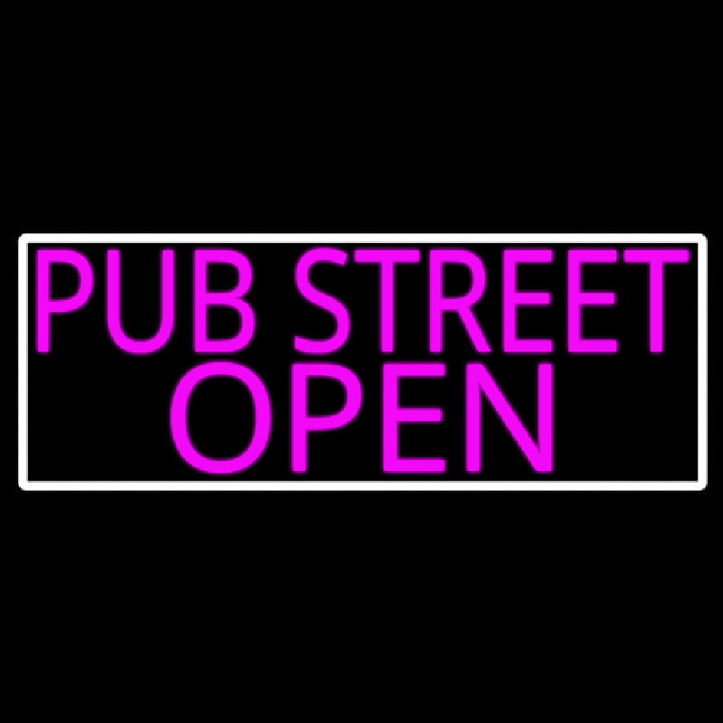 Pink Pub Street Open With White Border Neonreclame