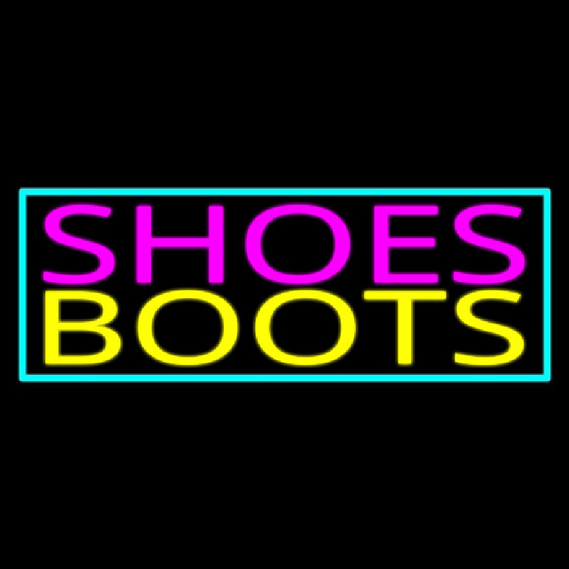 Pink Shoes Yellow Boots Turquoise Border Neonreclame