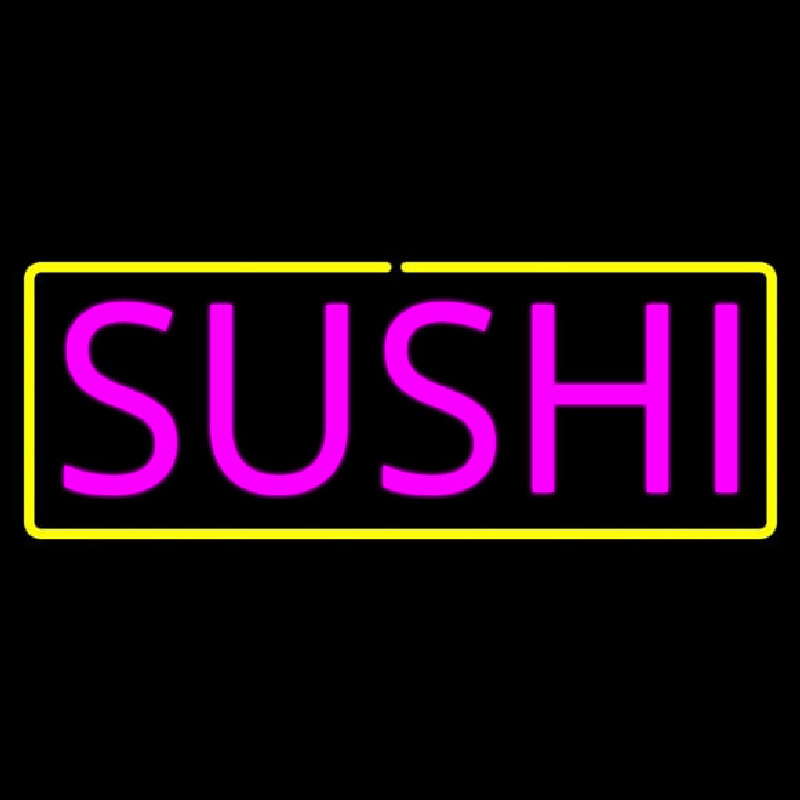 Pink Sushi With Yellow Border Neonreclame