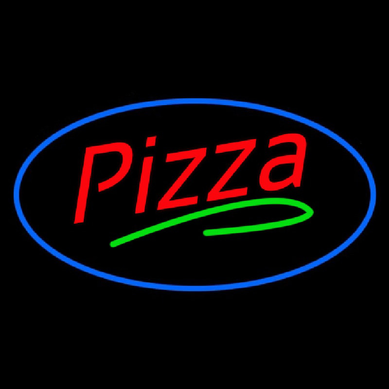 Pizza Oval Blue Border Neonreclame