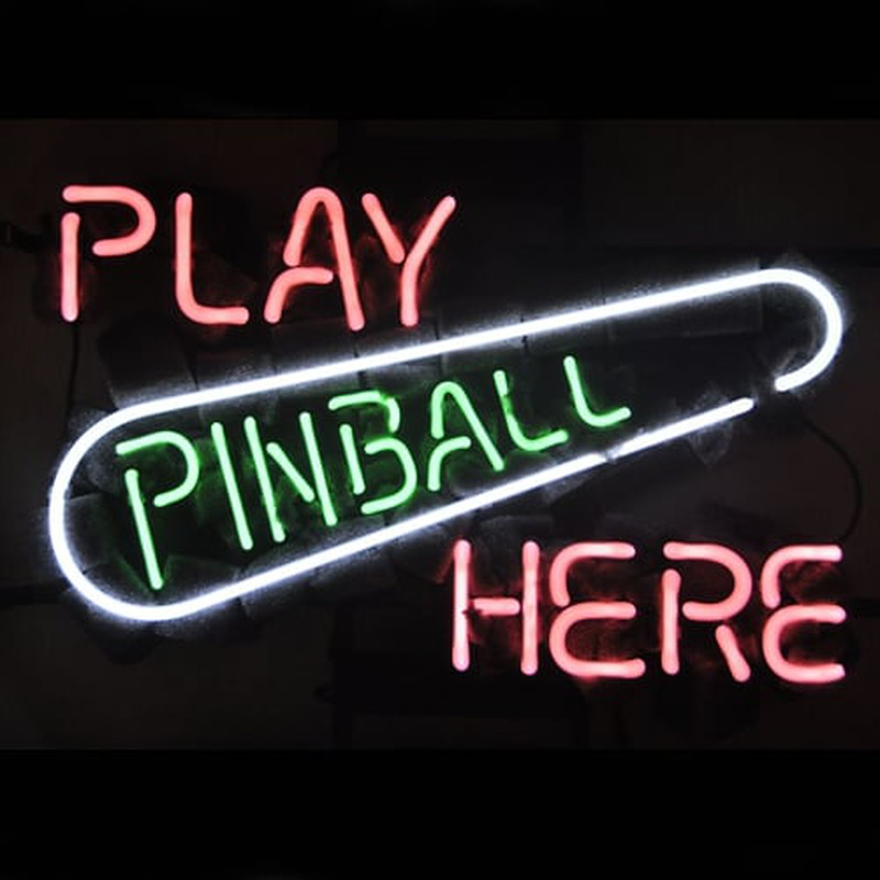 Play Pinball Here Game Room Bier Bar Neonreclame